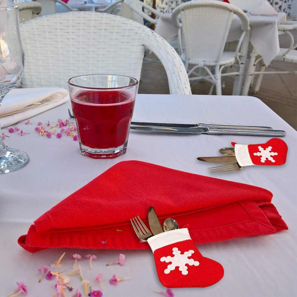 Funnlot Santa Christmas Chair Covers 12 Pcs Santa Chair Back Covers Christmas Cutlery Socks Santa Seat Covers Fabric Santa Chair Covers Cover Christmas Decorations for Chairs Kitchen Festival Holiday - Image 3