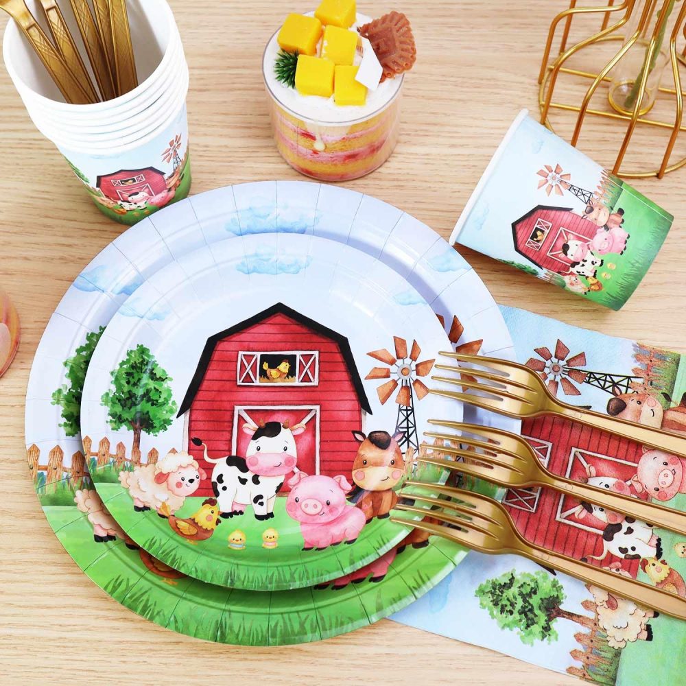 Heboland Farm Party Decorations Tableware Set for 25 Guests, Farm Birthday Party Supplies 125 Pieces Farm Animal Party Decorations Plates Cups and Napkins for Boy Kids Birthday Party Supplies - Image 6
