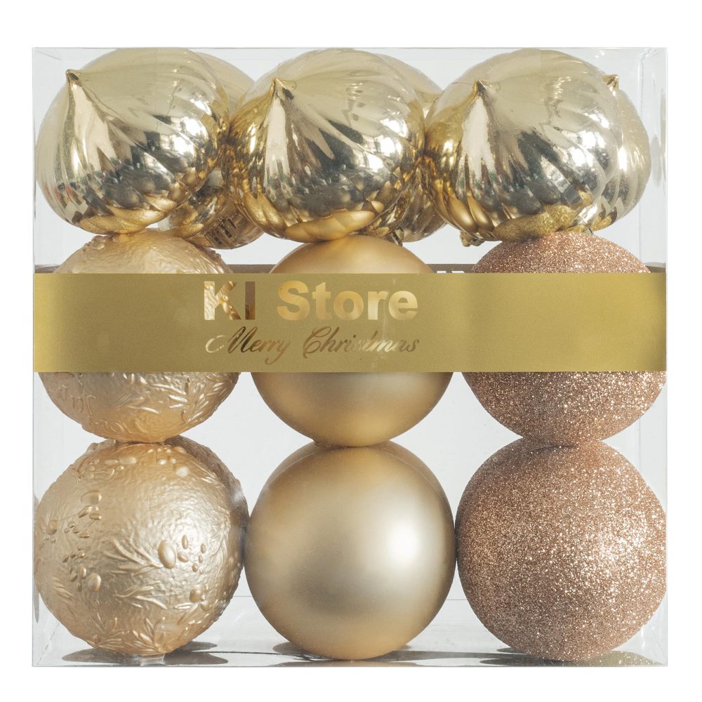 KI Store Champagne Christmas Baubles Christmas Tree Decoration Ornaments 18pcs Shatterproof Balls for Xmas Hanging Decorations Festival Holiday Decor