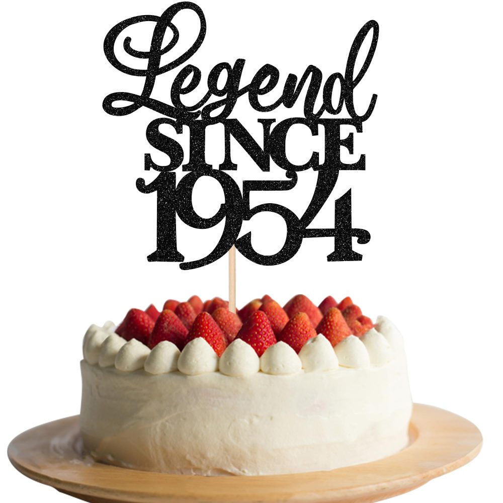 Xsstarmi 1 Pack Legend Since 1954 Cake Topper Glitter Happy 70th Birthday Cake Topper Cheers to 70 years Cake Decoration for Happy 70th Birthday Anniversary Party Decorations Black