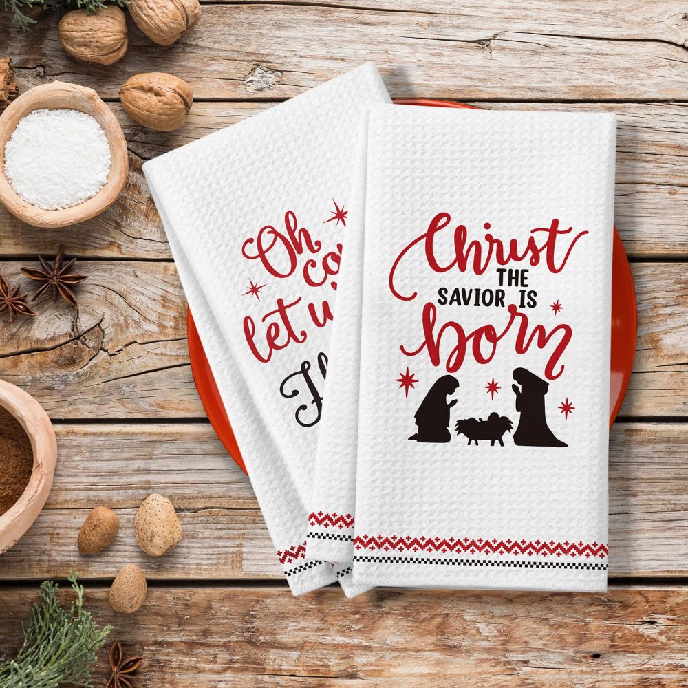 Christian Gifts for Women Men, 2 Pack Bible Verse Scripture Christmas Kitchen Towels, Holiday Kitchen Bathroom Decorations, Xmas Religious Hand Towels Gift for Friends Colleagues Neighbor Coworkers - Image 5