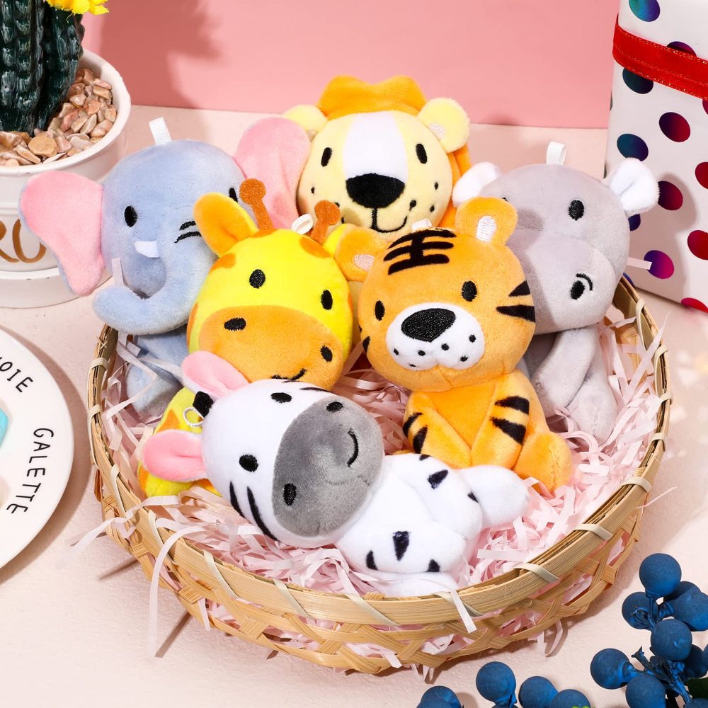6 Pcs Christmas Mini Stuffed Forest Animals Jungle Animal Plush Toys Bulk 4 Inch Cute Plush Elephant Lion Giraffe for Baby Shower Birthday Stuffer Animal Themed Party Decoration - Image 8