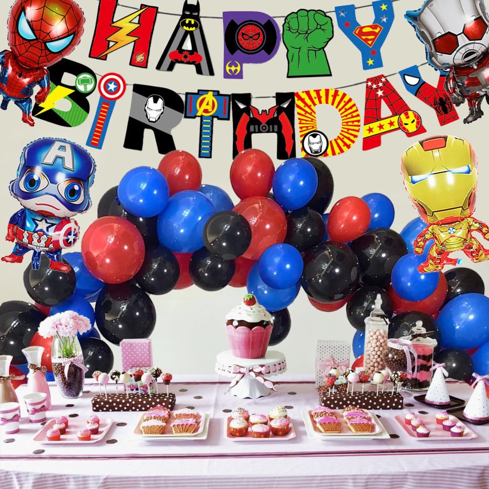 Superhero Balloons Garland Arch Kit - Avenger Party Supplies Superhero Birthday Party Decoration,Includes Happy Birthday Banner Super hero Foil Balloons for Kids Girls Boys Theme Birthday Party Decor - Image 2