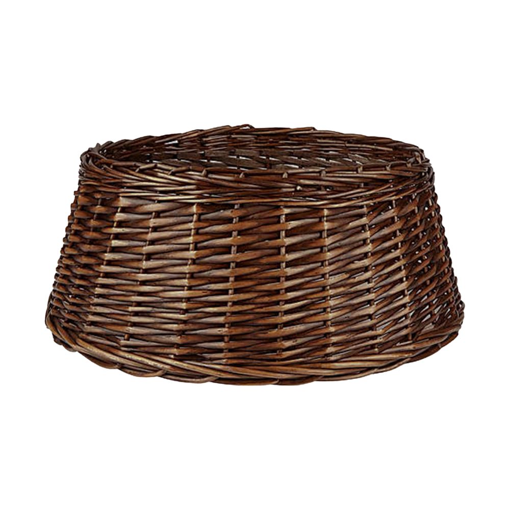 Natural Wicker Christmas Tree Skirt Xmas Stand Cover Xmas Decoration Basket (Brown, Medium)