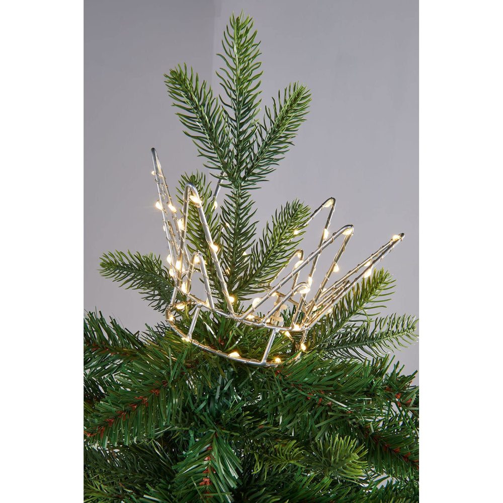 WeRChristmas Pre-Lit Crown Christmas Tree Topper, 58 Warm White LED Lights, 18 cm - Image 4
