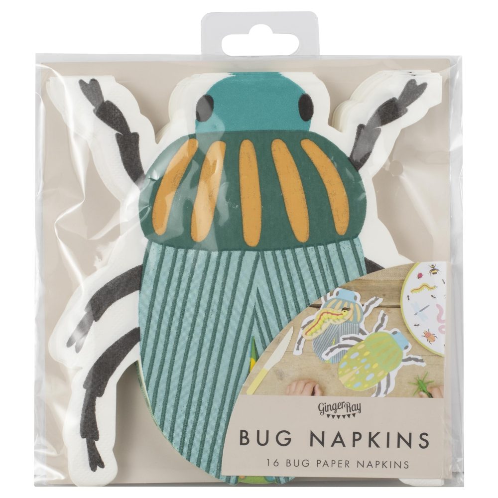 Ginger Ray Creepy Crawly Bug Shaped Fold Out Paper Kids Birthday Party Luncheon Napkins 16 Pack - Image 2