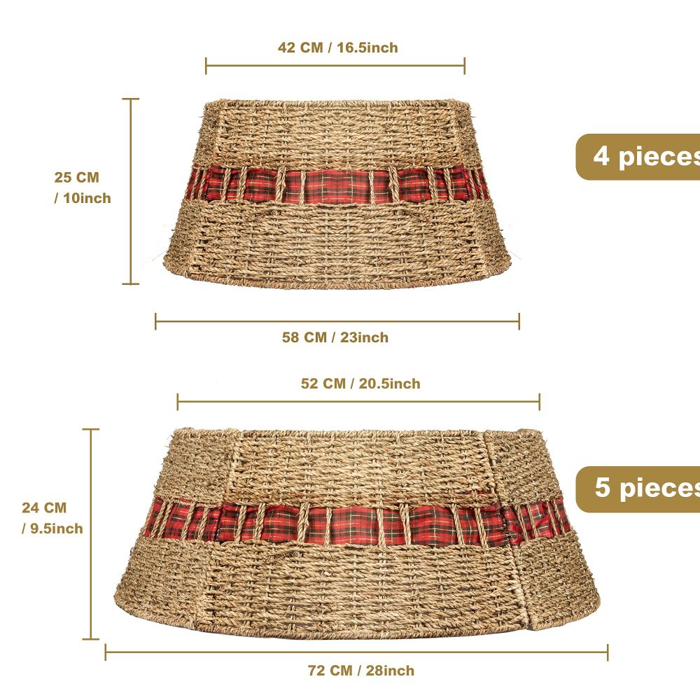 Art Beauty Christmas Tree Collar Large Rattan Wicker Skirt with Replaceable Ribbon for Christmas Tree Decorations - Image 2