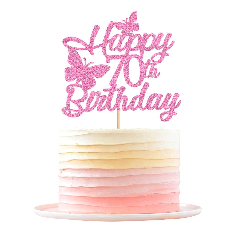 Blumomon 3 Pcs Pink Happy 70th Birthday Cake Toppers 70th Birthday Party Cake Topper 70 Cake Topper 70th Birthday Decorations for Girl Women 40th Birthday Party Supplies