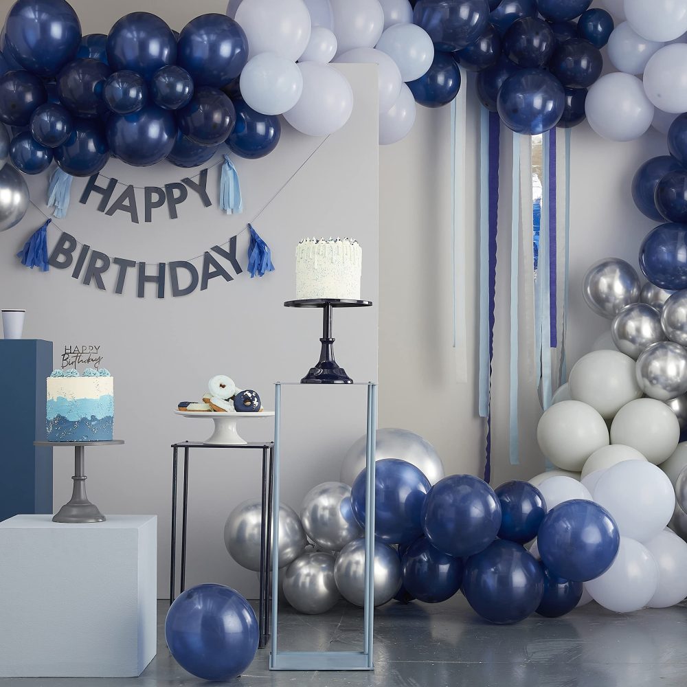 Ginger Ray Tall Blue Thin Marble Birthday Cake Candle with Holders Pack of 12,18 cm - Image 3