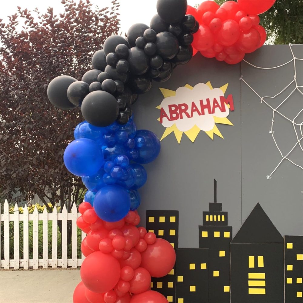 Red Blue Black Balloon Arch Garland Kit, 101 Pcs Matte Red Black and Royal Blue Latex Balloon Garland Kit for Super Spider Hero Party Boys Kids Birthday Baby Shower Graduation Party Decorations - Image 5
