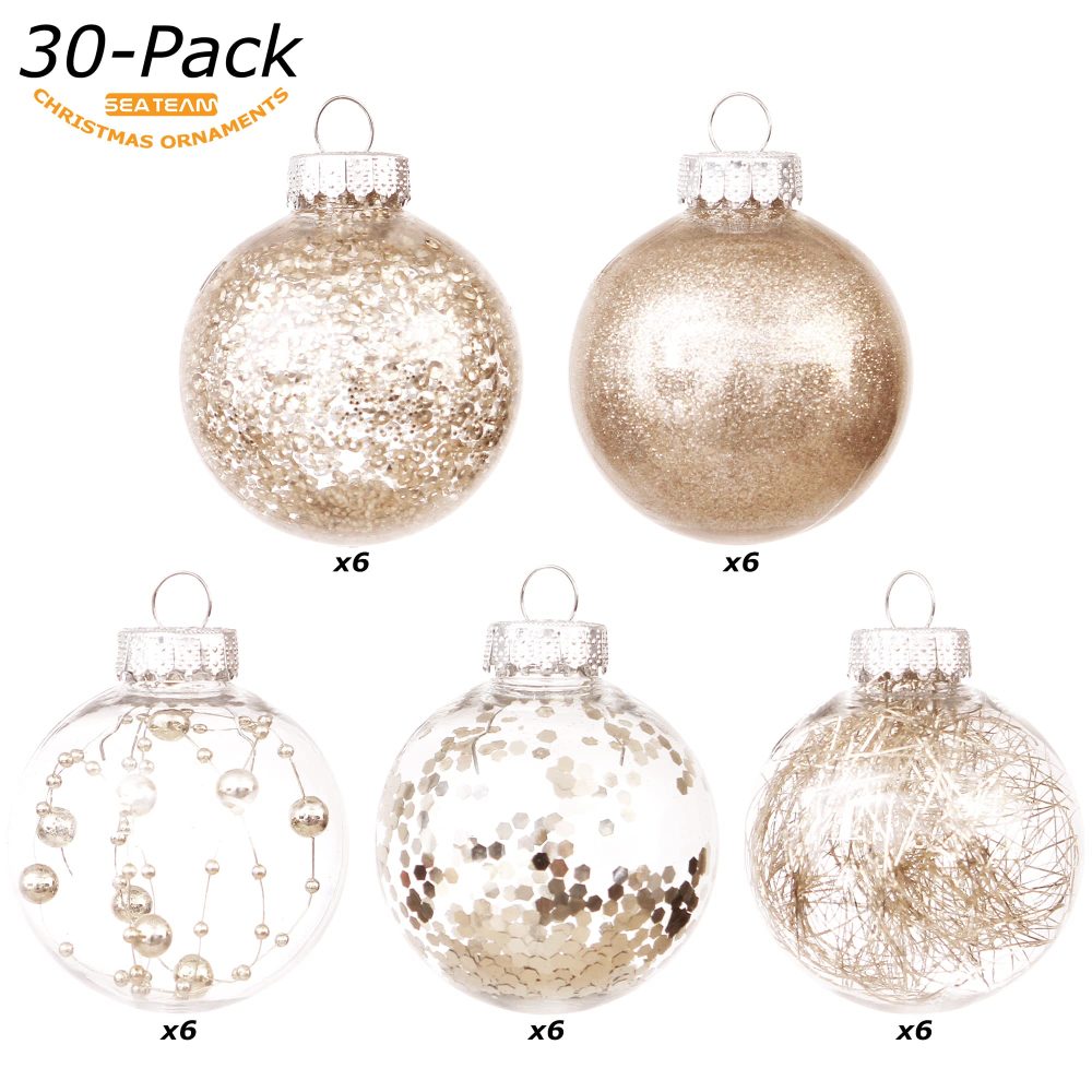 Sea Team 60 mm/2.36 Inch Set of Colourful and Sparkling Painted Ornaments and Hanging Baubles for Christmas Tree – 30 Pieces - Image 9