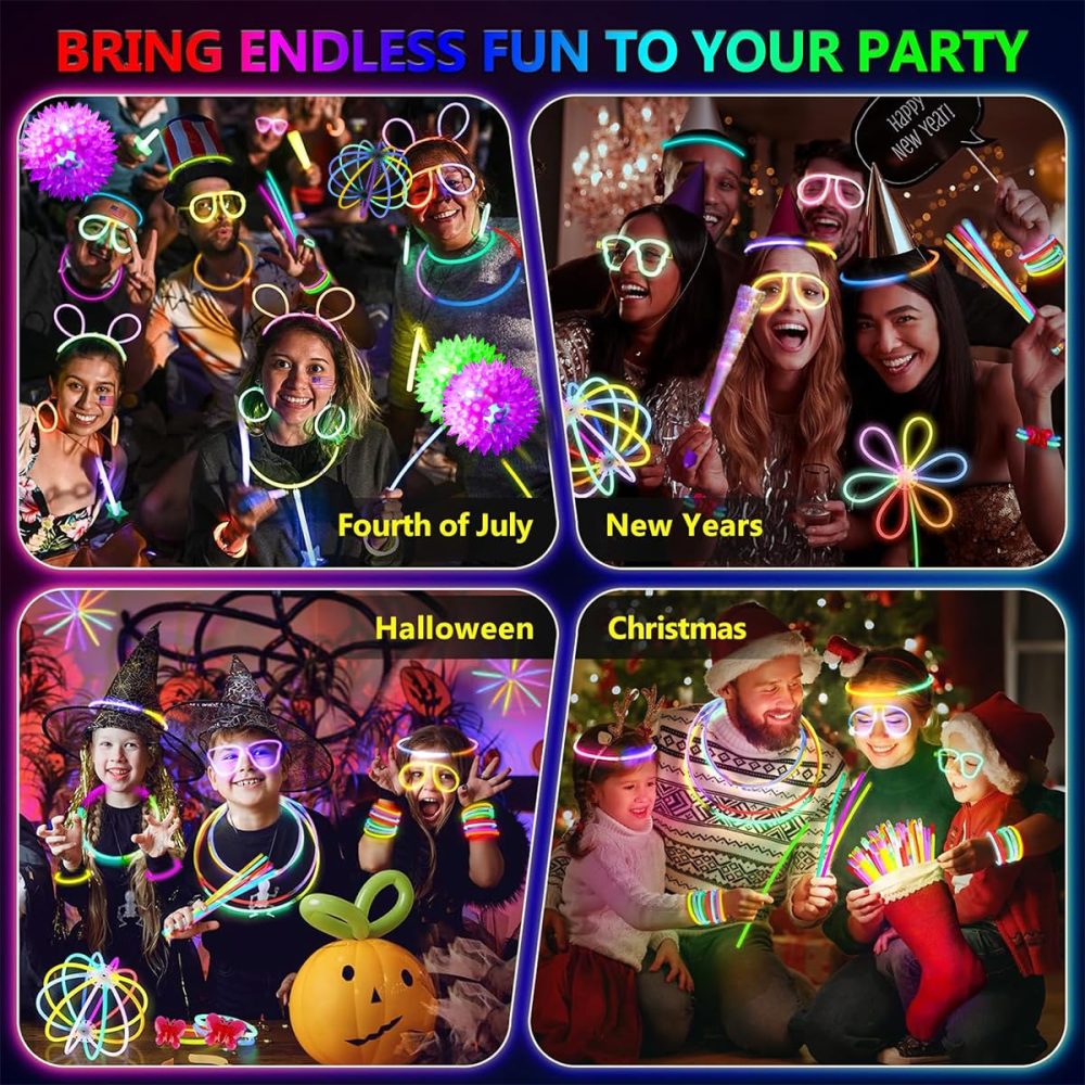 zycBernoi 362 PCS Glow Sticks Party Packs for Children, Glow in the Dark Party Supplies, Glow Sticks Bulk DIY Glow Necklaces Glasses Bracelets Headband, Neon Party Supplies & Decorations - Image 4