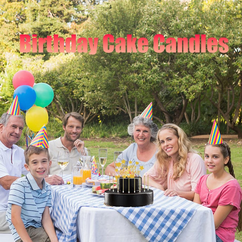 35PCS Gold Birthday Cake Candles Set,24PCS Birthday Cake Candles 11 Glitter Happy Birthday Cake Toppers Long Gold Candle Candles for Cake for Birthday Wedding Party Decoration - Image 2