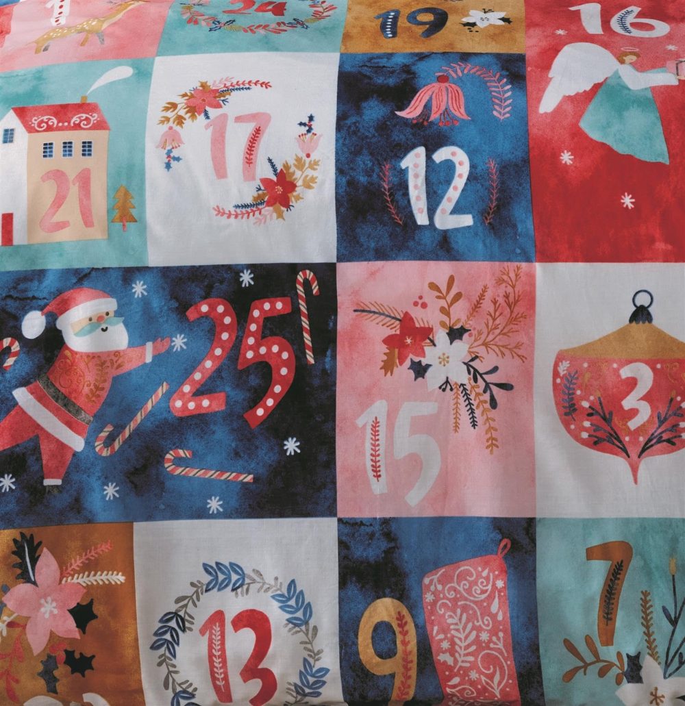 Rapport Home Christmas Advent Calendar Double Reversible Microfibre Duvet Cover Set - Xmas Double Multicoloured Bedding Set - Image 2