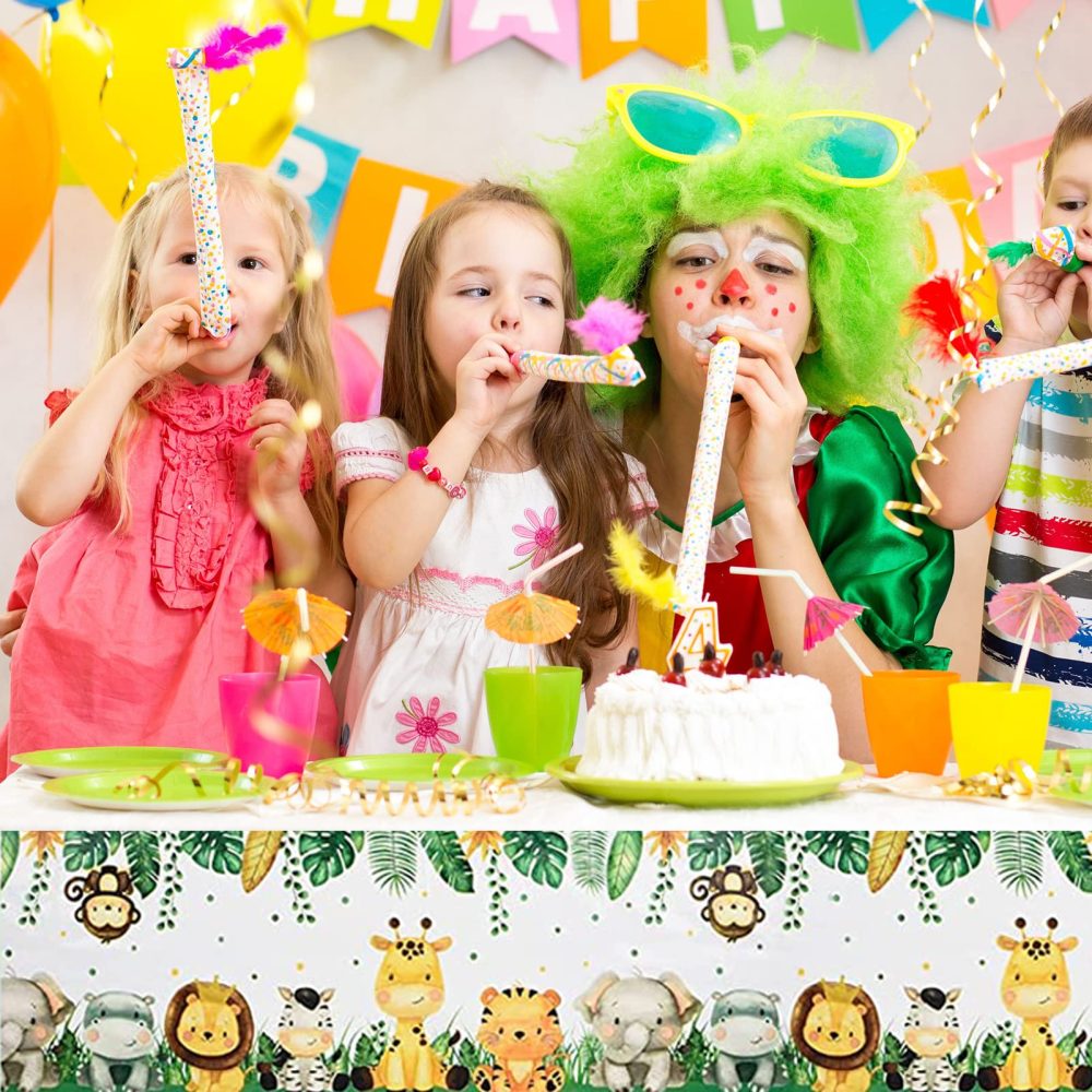 2pcs Jungle Safari Party Table Covers Tablecloths Plastic Jungle Animals Tablecloths Safari Theme Table Cloth Jungle Safari Tablecloth for Birthday Party Decorations Baby Shower Kids Boys - Image 3