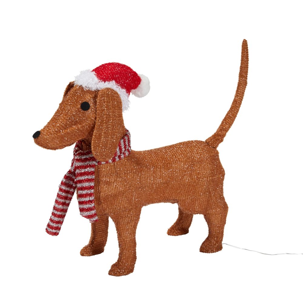 Light4fun Outdoor Christmas Light Up Dachshund Dog Figure Garden Decoration with 80 Warm White LEDs & Timer 65cm - Image 3