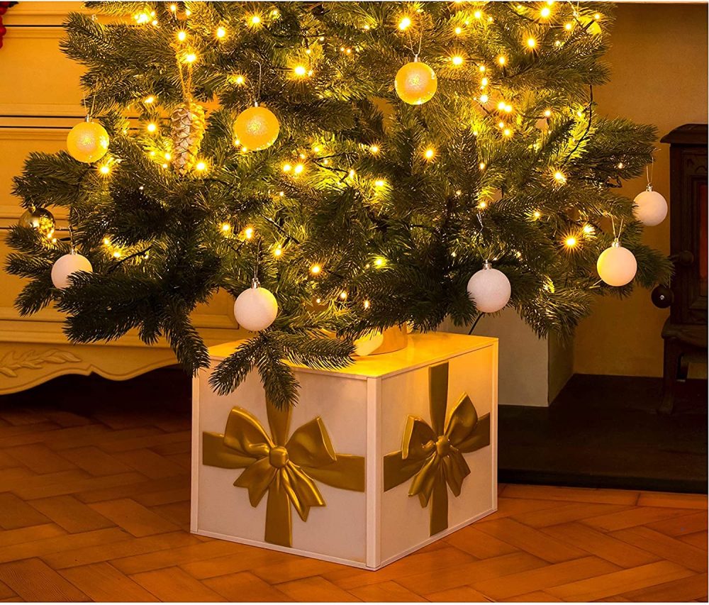All About Christmas Exclusive Christmas Tree Stand Suitable for both Real Christmas Trees & Artificial Christmas Trees - Tree Stand Including 5 Litre water Reservoir for Real Trees - White - Image 7