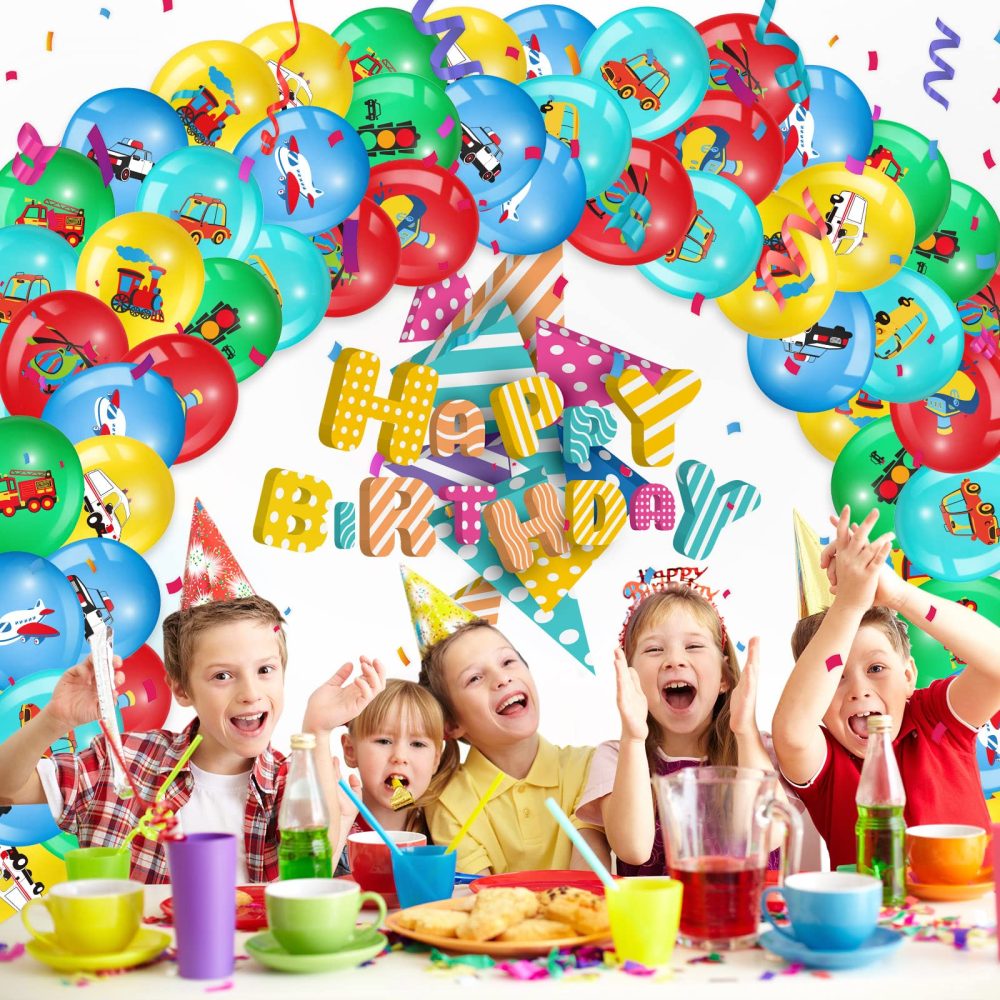 40 Pack Transportation Party Balloons Decorations Traffic Balloons Vehicle Latex Balloons Transport Party Supplies for Boys Kids Baby Shower Birthday Decoration - Image 3
