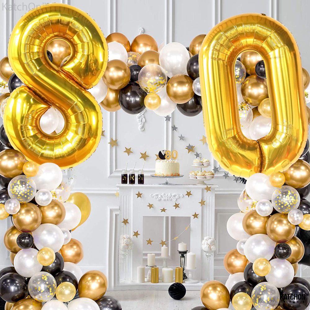 KatchOn, Gold 80th Birthday Balloons - 40 Inch | Gold 80 Balloon for 80th Birthday Decorations For Men | 80th Birthday Decorations For Women | 80 Gold Balloon Number, 80th Birthday Party Supplies - Image 9