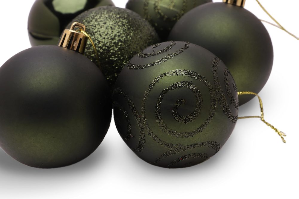 Christmas Concepts® Pack of 10-60mm Christmas Tree Baubles - Shiny, Matte & Glitter Decorated Baubles (Forrest Green) - Image 2
