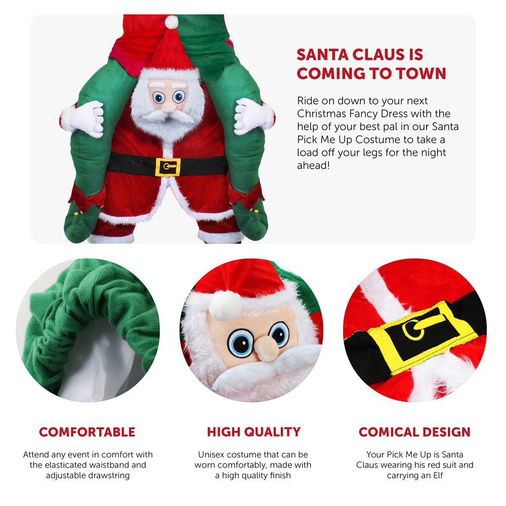 Santa Costume Adults Fancy Dress - One Size - Santa Claus Pick Me Up Father Christmas Costume with Stuffed Legs and Adjustable Elasticated Waistband - Image 7