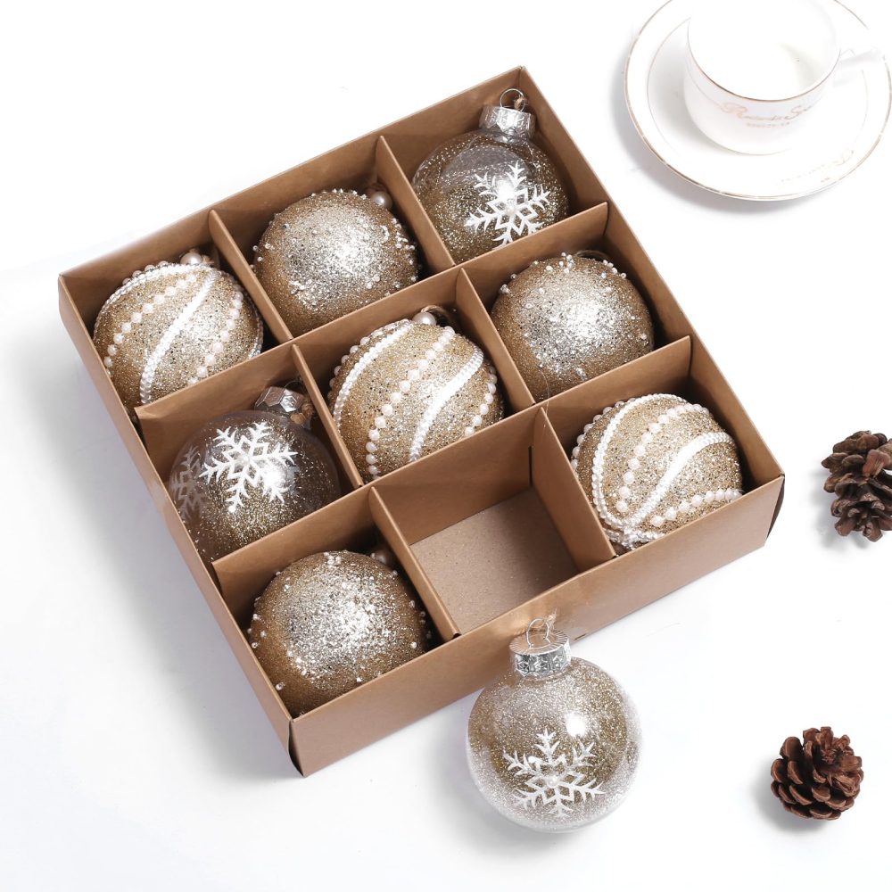Christmas baubles-9PCS 8cm Christmas ball, champagne Christmas ornament, for Christmas tree decorations - Image 2