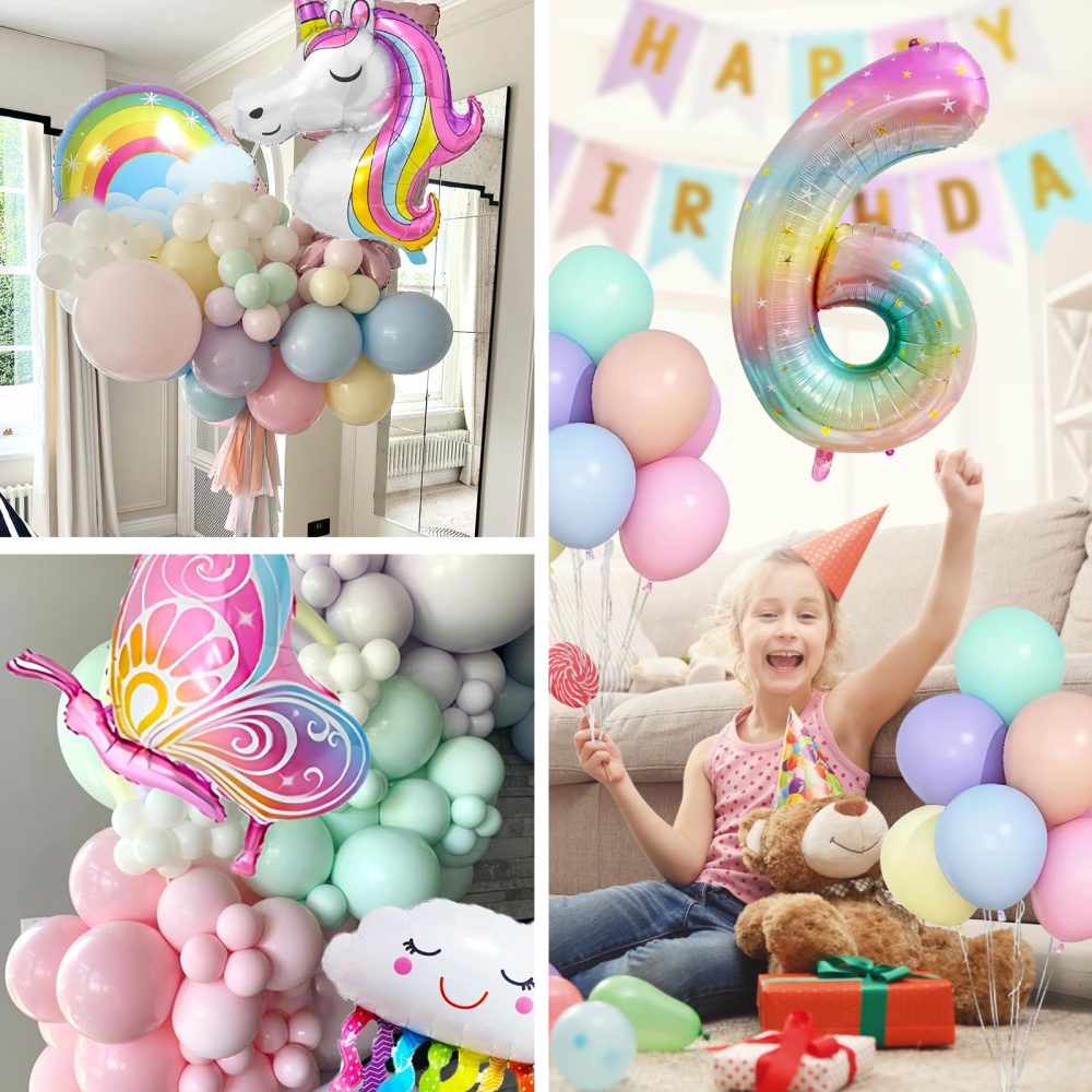 Unicorn Birthday Party Decoration Girl, 6th Unicorn Party Decoration, Number 6 Unicorn Balloons Happy Birthday Banner, Children's Birthday 6th Party Supplies for Girls Theme Birthday Celebration - Image 4