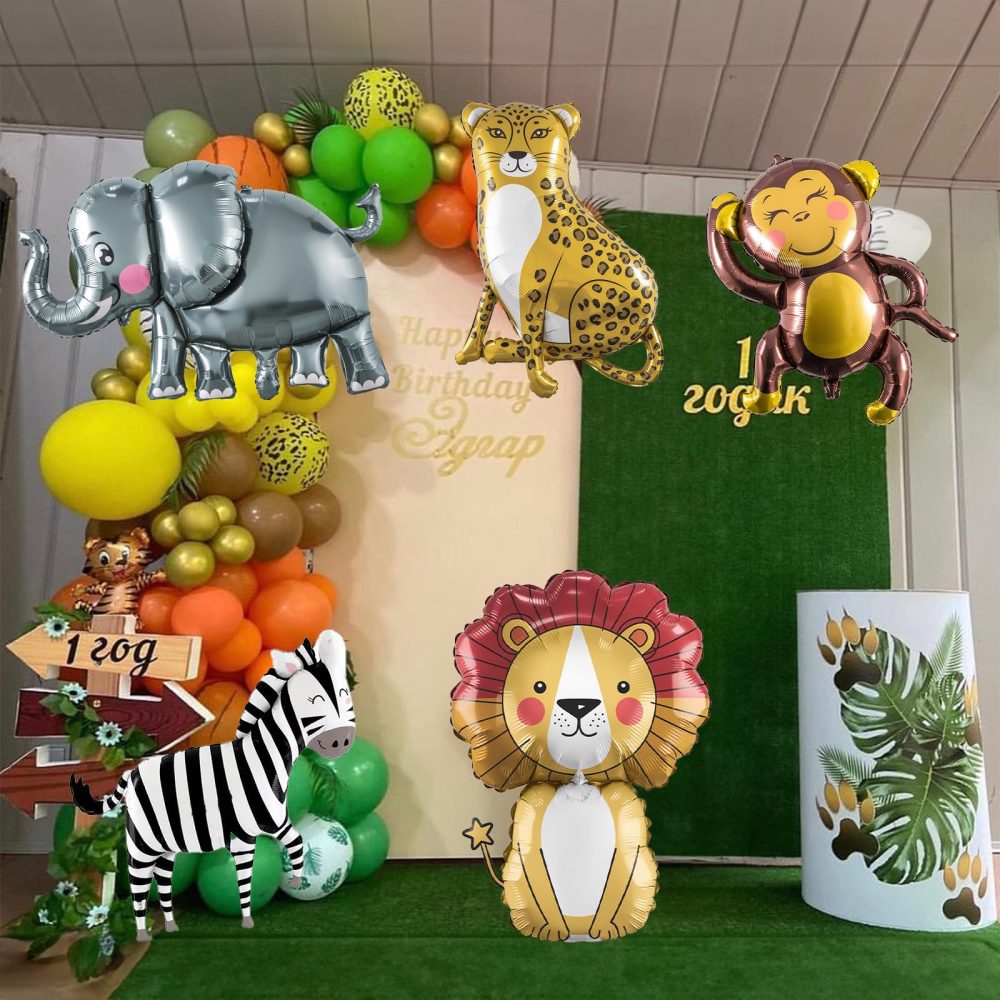 Jungle Safari Animals Balloons, Jungle Safari Theme Birthday Party Decorations, Lions Zebra Elephant Monkey Leopard Foil Balloons for Kids Boys Wild One Zoo Birthday Baby Shower Party Decor Supplies - Image 2