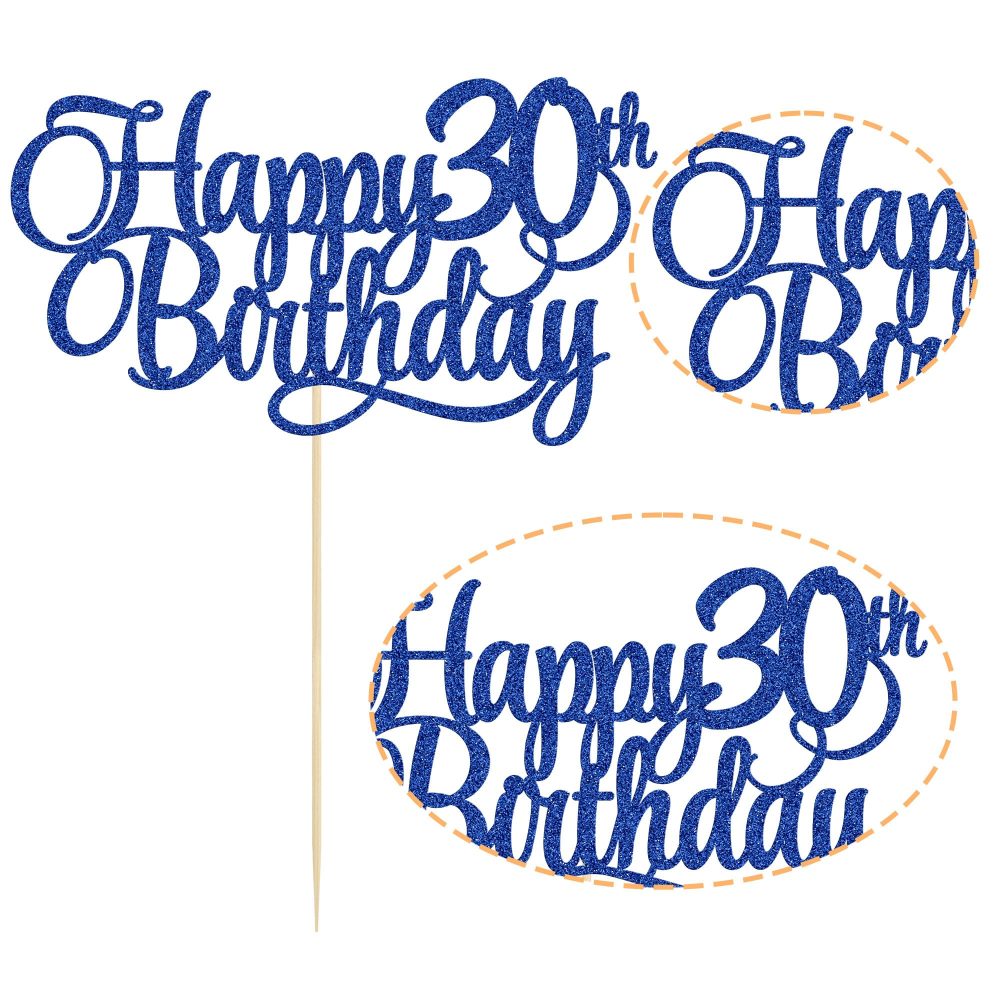 1 Pack Happy 30th Birthday Cake Topper Blue Glitter Number 30 Thirty Years Old Birthday Cake Pick Decoration For 30th Birthday Celebrating Anniversary Party Supplies - Image 6