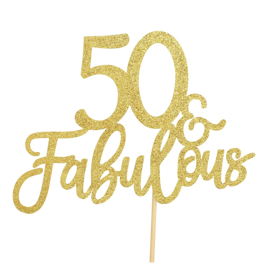 3Pcs 50 & Fabulous Cake Toppers 50 Birthday Anniversary Cake Toppers for 50 Birthday Anniversary Party Decorations Happy 50th Birthday Cake Decorations Supplies - Image 6