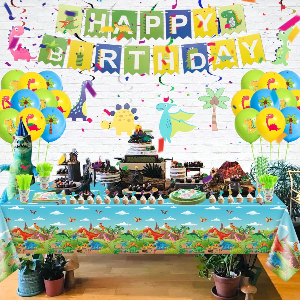 4PCS Dinosaur Tablecloth Dinosaur Party Decorations Dinosaur Party Supplies 86 x 51 inches Dinosaur Theme Table Cover Dinosaur Rectangle Plastic Table cloth dinosaur table cloths for birthday party - Image 6