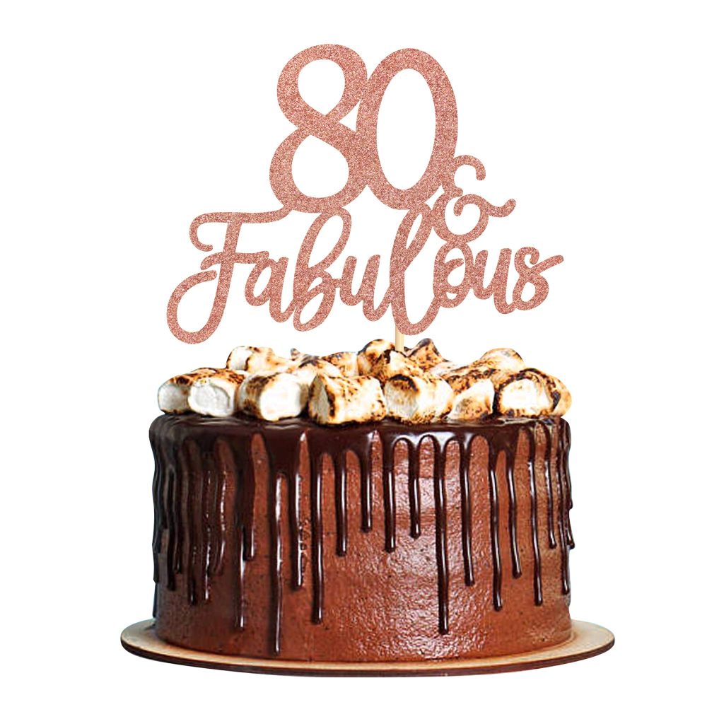3Pcs 80 & Fabulous Cake Toppers 80 Birthday Anniversary Cake Toppers for 80 Birthday Anniversary Party Decorations Happy 80th Birthday Cake Decorations Supplies