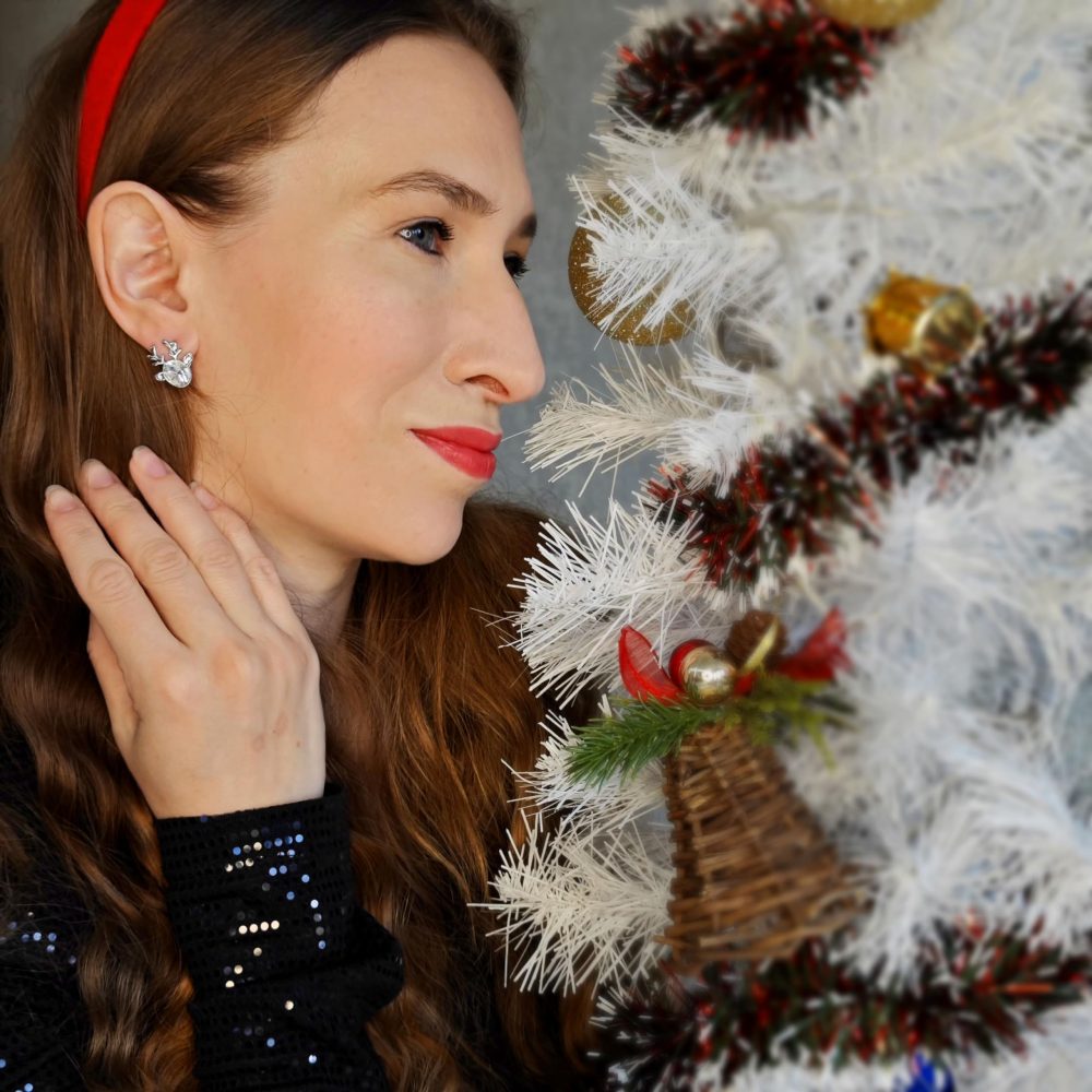Reindeer Faceted Crystal Christmas Stud Earrings Womens Girls Jewellery (1 Sparkly Clear Crystal) - Image 7