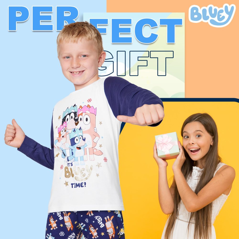 Bluey Christmas Matching Family Pyjamas - Xmas Matching PJs for Women, Men, Teens, Kids Lounge Wear Sets (White/Blue Kids, 18-24 Months) - Image 5