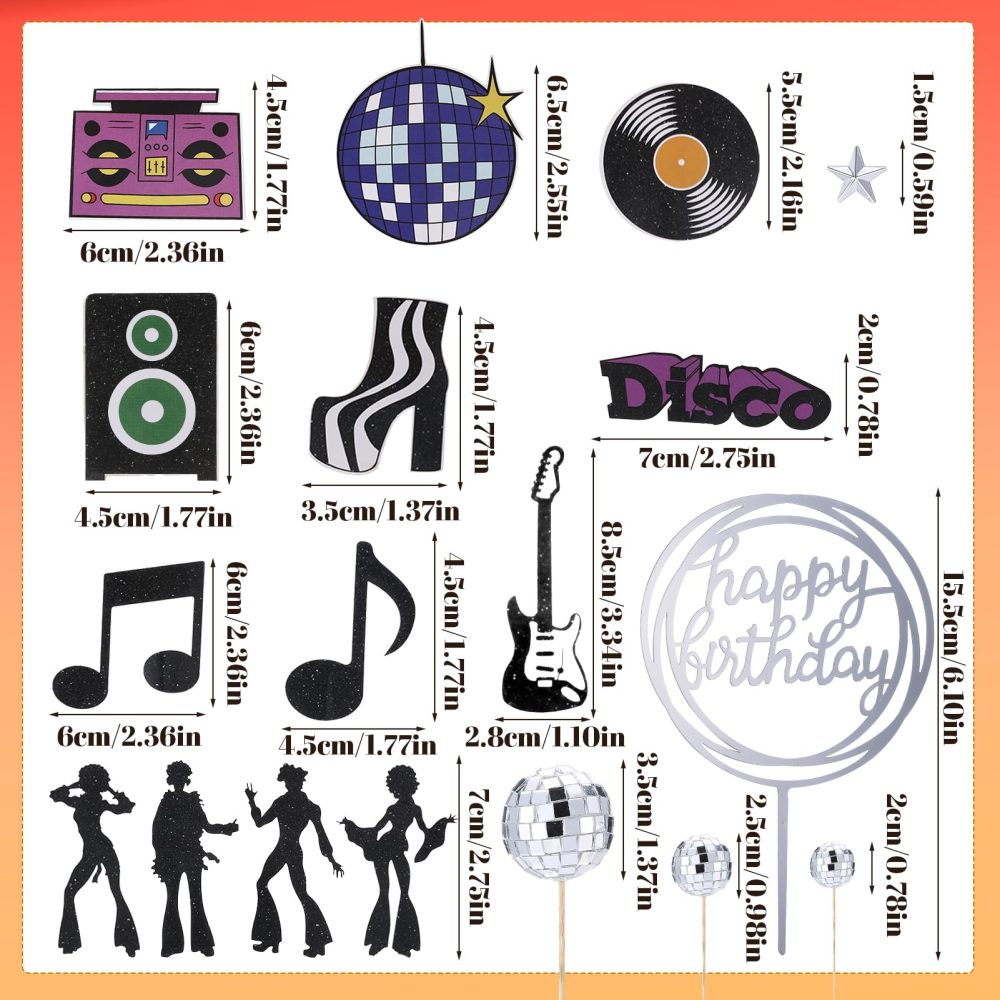 Disco Ball Cake Decorations, 35 PCS Disco Ball Cake Toppers Cupcake Toppers Cake Picks 1970s Disco Themed Cake Toppers for Disco Theme 70's Party Supplies (3 Size) - Image 8
