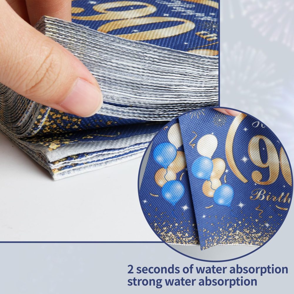 Yiran Happy 30th Birthday Navy Blue Gold Napkins, 20pcs Party Napkins, 30th Birthday Napkins Happy 30th Birthday Decorations Paper Tissues for Men,Women 30th Birthday Party Supplies Table Decoration - Image 6