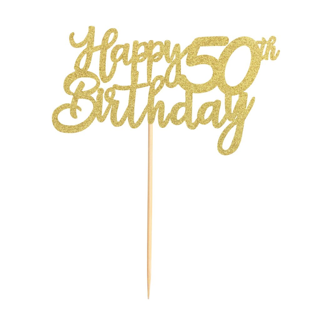 3 Pieces Gold Happy 50th Birthday Cake Toppers Happy 50 Cupcake Toppers Cheers to 50 Fabulous Cake Decoration for 50th Birthday Party Decoration Supplies - Image 6