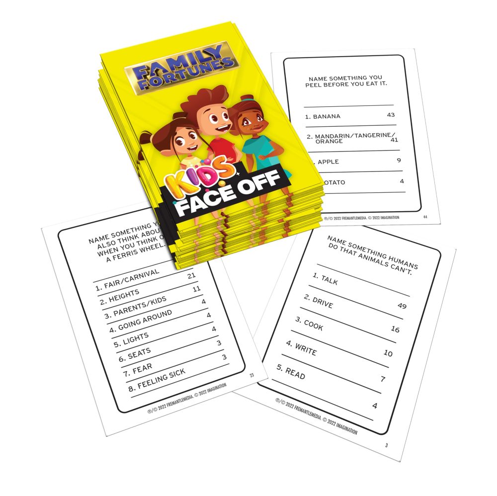 Family Fortunes Kids VS Adults Edition Card Game, Get Ready for a Family Showdown, 150 Question Cards, 50 Fast Money Cards, Complementary App with Sound Effects from the Show - Image 2