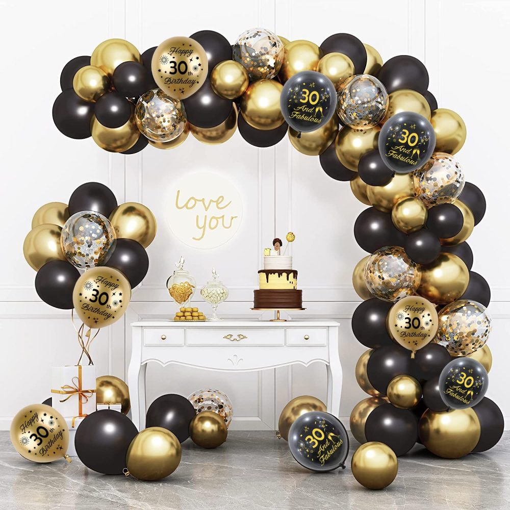 30th Birthday Balloons 15 Pcs Black Gold Happy 30th Birthday Latex Confetti Balloons Black Gold 30th Birthday Party Decorations Balloons for Men Women 30th Birthday Anniversary Decor Supplies(Age 30) - Image 3