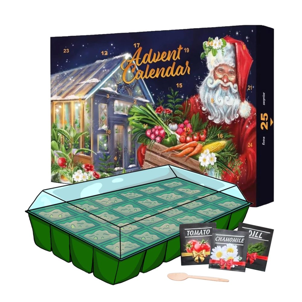 Seeds Advent Calendar 2024 for Garden Gifts - 24 Days Christmas Countdown Advent Calendar with Flower, Vegetable, Herbs Seeds & Greenhouse Grow Kit Birthday Gifts.