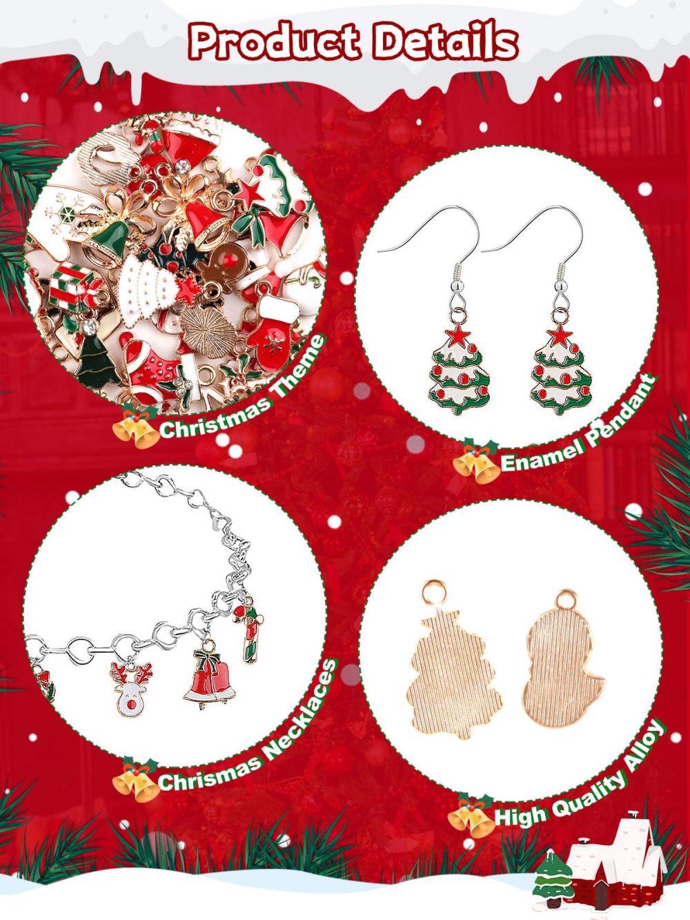 EBANKU 76Pcs Christmas Enamel Gold Charms for Jewelry Making, Assorted Gold Charms for Christmas DIY Necklace Bracelet Earrings Making Crafting Decoration - Image 5