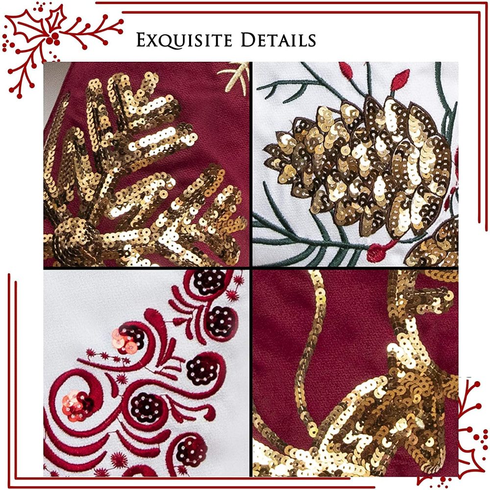 Beyond Your Thoughts Family Christmas Stockings Set of 4 New Embroidery Sequins 19" Large Decor Hanging Ornament Fireplace Xmas Tree Holiday Party Decoration 4 Pack - Image 4