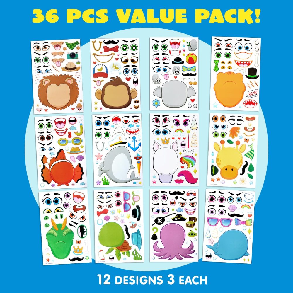 JOYIN 36 PCS Make-a-face Sticker Sheets, Make Your Own Animal Mix and Match Animals Sticker Sheets for Children, Sticker Faces for Kids, Stickers for Party Bags, Kids Party Favor Supplies - Image 5