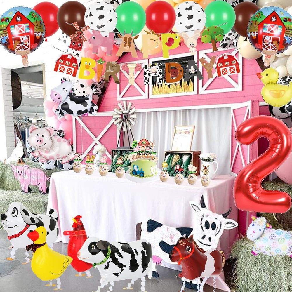 Farm Party Decorations Walking Animals - Animal Birthday Supplies Walking Animals Balloon Cake Toppers Cupcake Toppers Birthday Banner for Farm Themed Birthday Decoration - Image 4