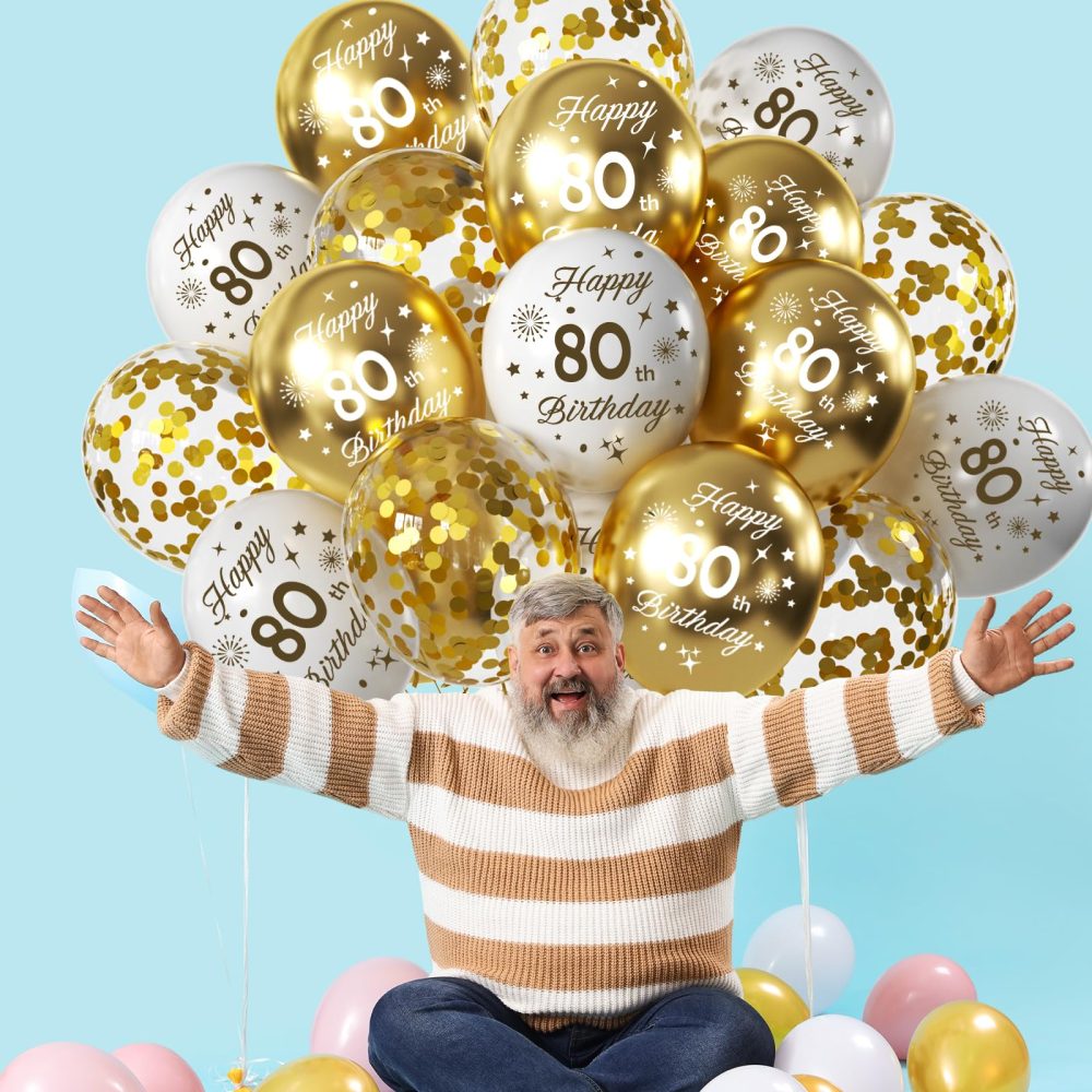 40th Birthday Balloons 15 Pcs White Gold Happy 40th Birthday Latex Confetti Balloons White Gold 40th Birthday Party Decorations Balloons for Men Women 40th Birthday Décor Anniversary Supplies (Age 40) - Image 2