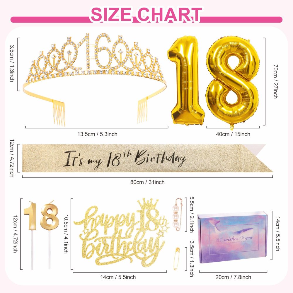 Gold 70th Birthday Decorations for Women 70th Birthday Sash Tiara Set, 70th Birthday Party Pack Sash Crown Number 70 Foil Balloons Birthday Cake Topper Candle, 70th Birthday Gifts for Women Her - Image 8