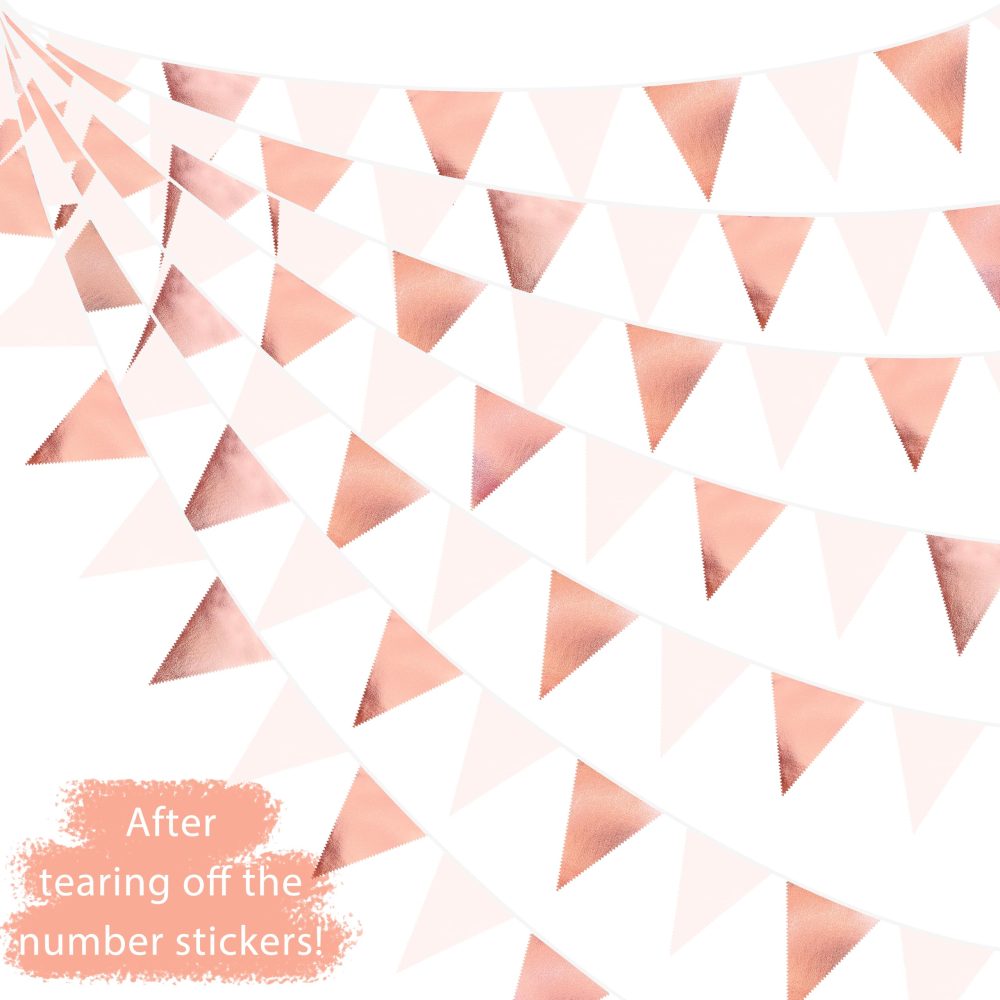 26FT Rose Gold 30th Birthday Party Decorations Pink Fabric Pennant Banner Garland Streamers for Womens 30 and Fabulous Birthday Cheers to 30 Years Anniversary Home Outdoor Garden Decor Supplies - Image 4