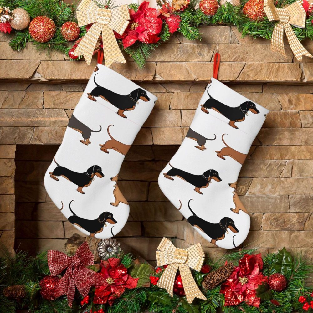 Jyckat 18 Inches Large Size Christmas Stockings, Dachshund Weiner Pet Dogs - Hold All Surprises,Christmas Decorations Stocking for Party Decoration and Xmas Day - Image 3