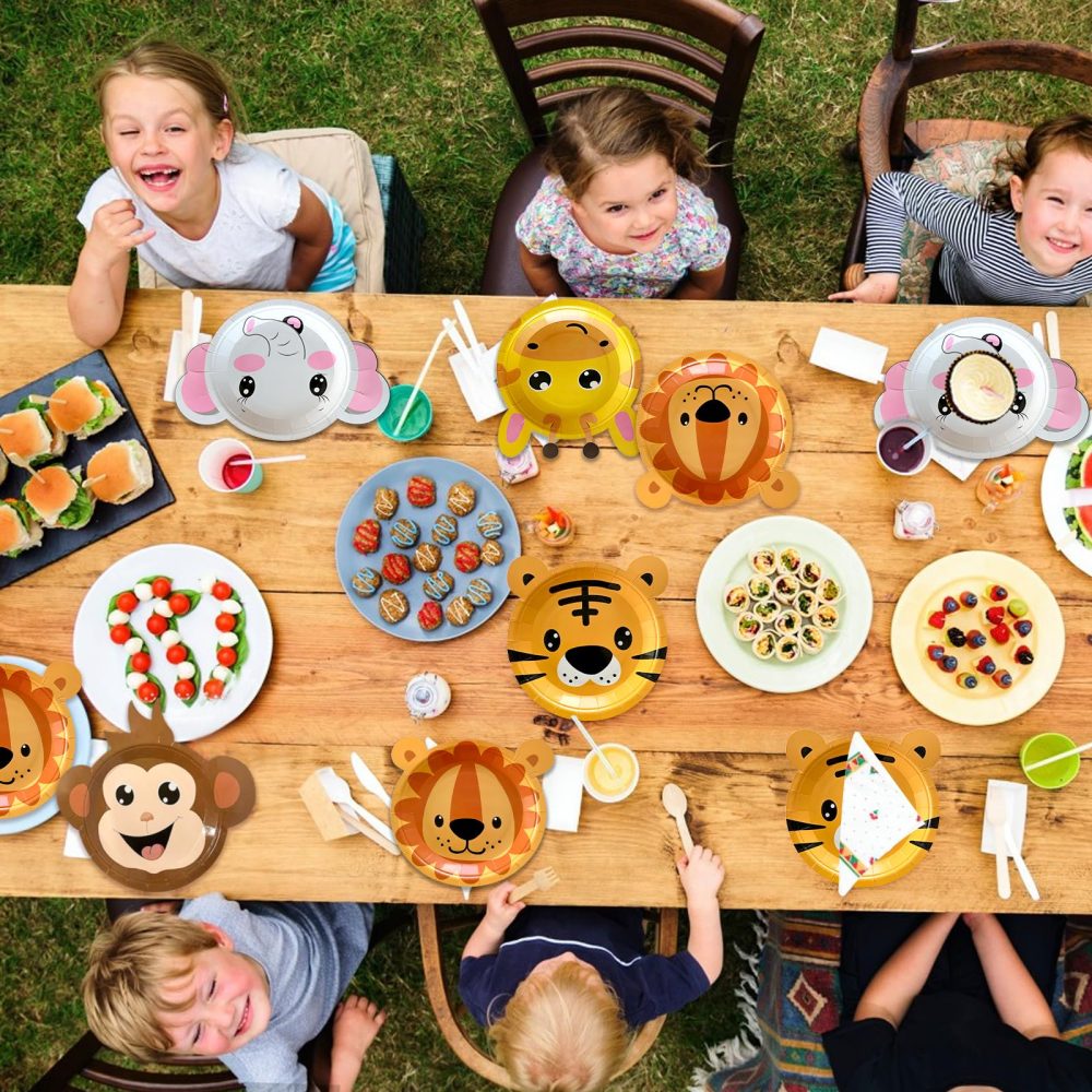 YumSur Jungle Safari Theme Party Plates,60Pcs Disposable Paper Plates Safari Party Decorations Kids Birthday Party Supplies Animal Tableware Decorations Baby Shower Plates Set - Image 2