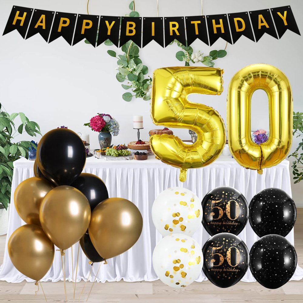 50th Birthday Balloons,Gold Number 50 Balloon and 20pcs 12" Multicoloured Numbers Printed Latex Age Balloons,Birthday Balloons for Women Men Birthday Decorations,50th Anniversary Party Supplies - Image 5